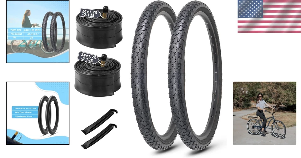 Classic Folding Bicycle Tires 24/26 Inch Set with High Quality Inner Tubes - Image 2 of 4