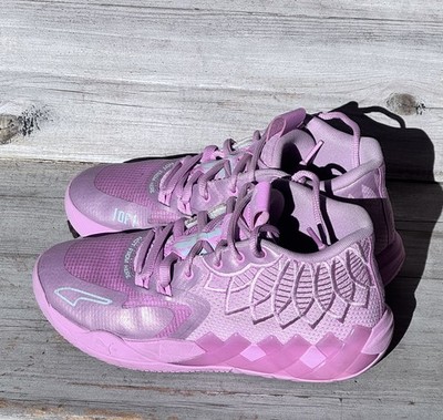 PUMA MB.01 LAMELLO BALL Basketball Shoes Iridescent Men's US size 6 Lilac/Aqua