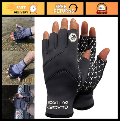 Cold River Fingerless Fishing Gloves - Windproof, Quick-Dry, Great for Outdoors,