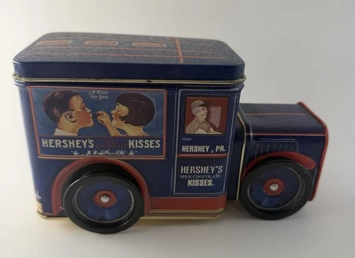 Vintage Hershey’s Milk Chocolate Kisses Tin Delivery Truck Working Wheels (1995)
