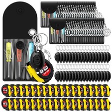 Jutom 108 Pcs Mini Screwdriver Keychain Tape Measure LED Lights Black