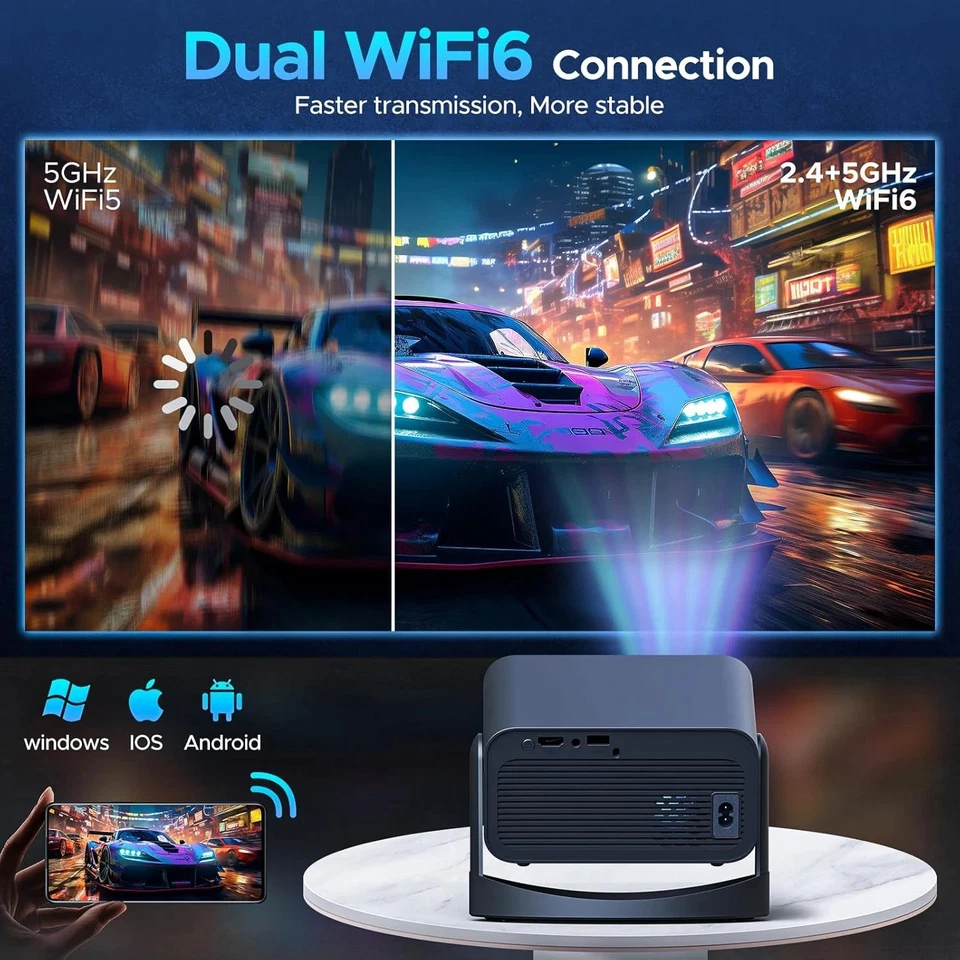 🔥5G 4K Smart Projector LED WiFi Bluetooth HDMI USB Android Office Home Theater - image 2 of 4