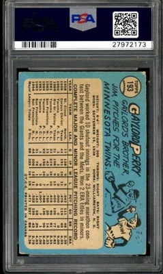 1965 TOPPS OPC O PEE CHEE BASEBALL #193 Gaylord Perry HOF PSA 3.5