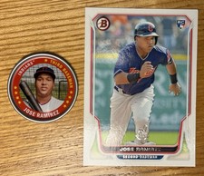 JOSE RAMIREZ ~ 2014 Bowman ROOKIE CARD #176 RC & 2019 Archives Coin