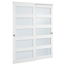 Uimoso Sliding Closet Door 60"(Double 31") x 80" Frosted Glass Bypass Design