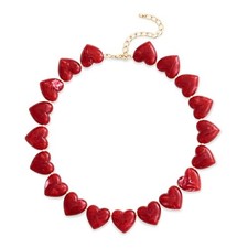 Amber Acrylic Heart Choker Necklace for Women Vintage Punk Chunky Necklace red