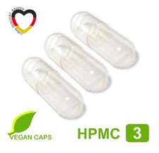 Empty Capsules HPMC &bull; Vegetable Vegan Cellulose &bull; Clear &bull; Size 3 &bull;