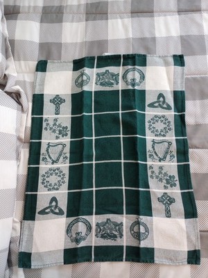 Claddagh, Harp, Shamrock Linen Union Tea Towel by Harry Stevenson 