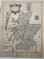 1695 Antique Morden Map of Scotland with table of Shires & Shreifdom's. Unknown?