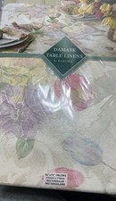New Spring Tulip Damask Tablecloth 52 X 70 Poly/cotton