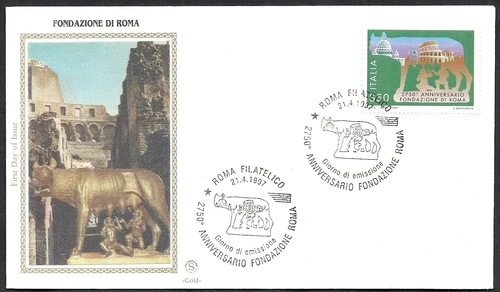 1997 ITALY FDC FILAGRANO GOLD FOUNDATION OF ROME NO ARRIVAL STAMP - ED