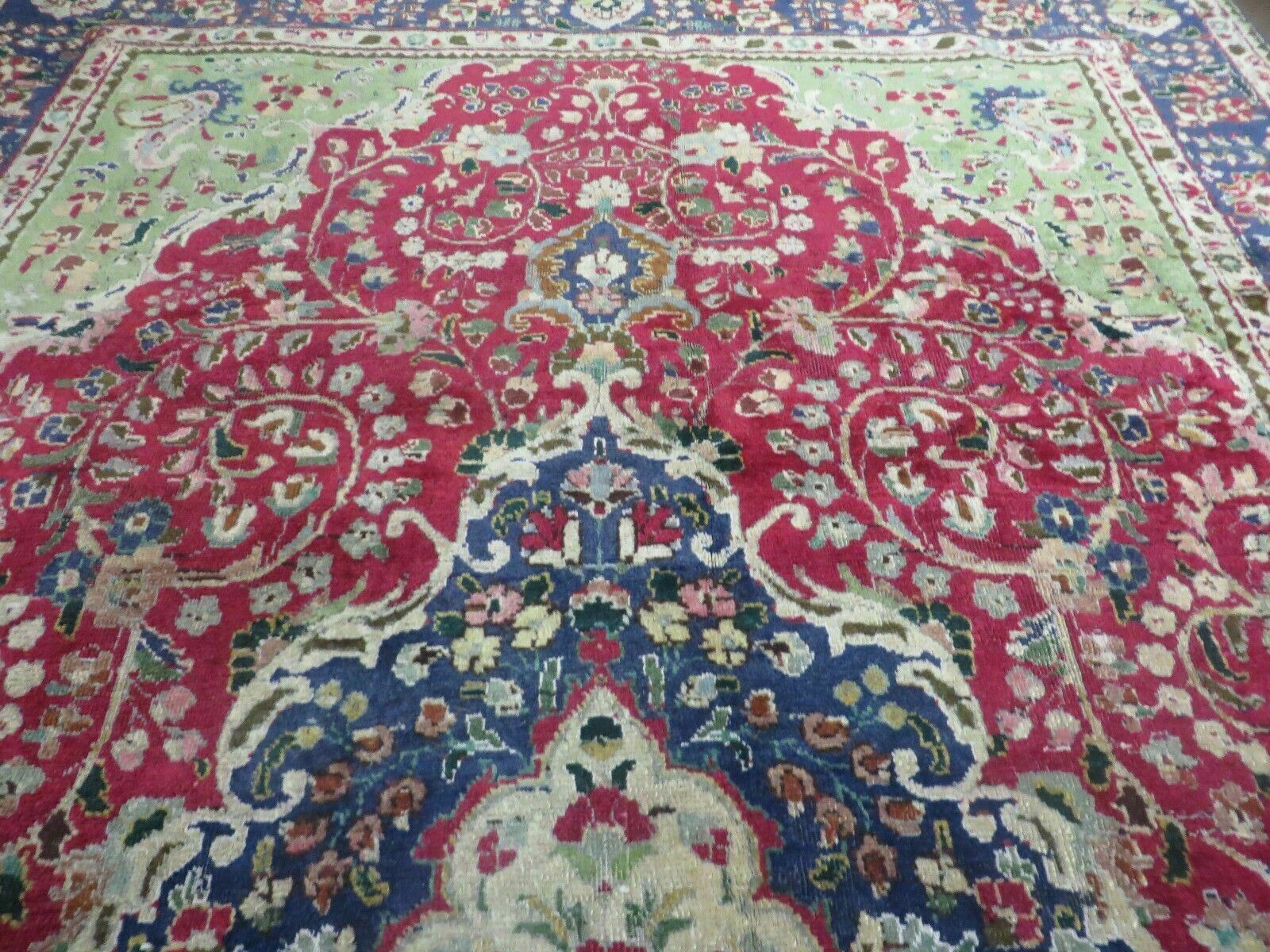 Oriental Rug 7x10, Red Blue and Green Rug Allover Floral Medallion