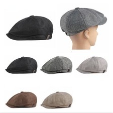 Casquette Newsboy Unisexe Polyester Noir Gris Marron Kaki, Taille Unique