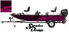 Graphic Boat Wrap Pink Bass Fishing Shapes USA Pontoon Abstract Fish Decal Vinyl