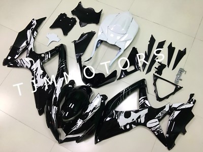 For GSXR600/750 08-10 Black White Leyla ABS Injection Mold Bodywork Fairing Kit