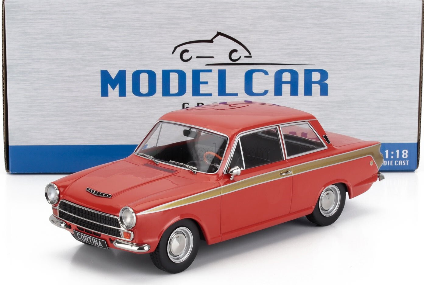 1:18 Model Car Group MCG 18532 Ford Lotus Cortina MK I Red/Gold 1966