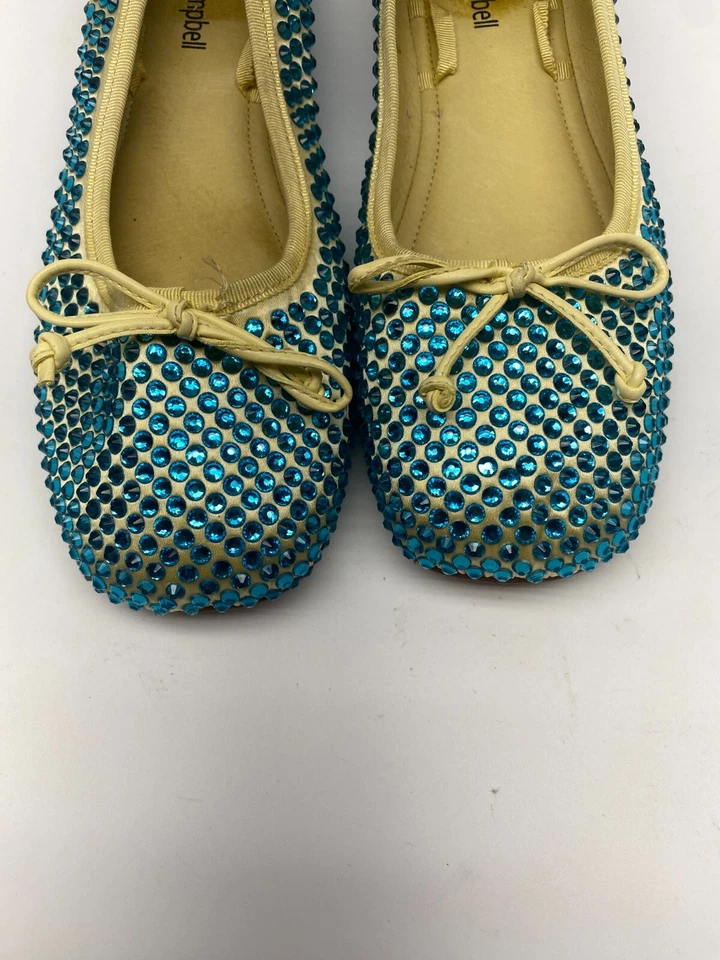 Jeffrey Campbell Prima украшенный Мэри Джейн балет плоский в желтый атлас синий 8 - Изображение 4 из 4
