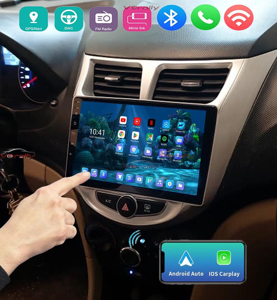 For 2012-2017 Hyundai Accent Radio with CarPlay and Android Auto GPS Stereo+Cam