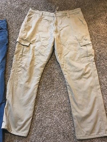 FLANNEL LINED CARGO BEIGE PANTS SIZE 