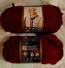 2 skeins Lion Brand Hometown USA Yarn in NAPA VALLEY PINOT