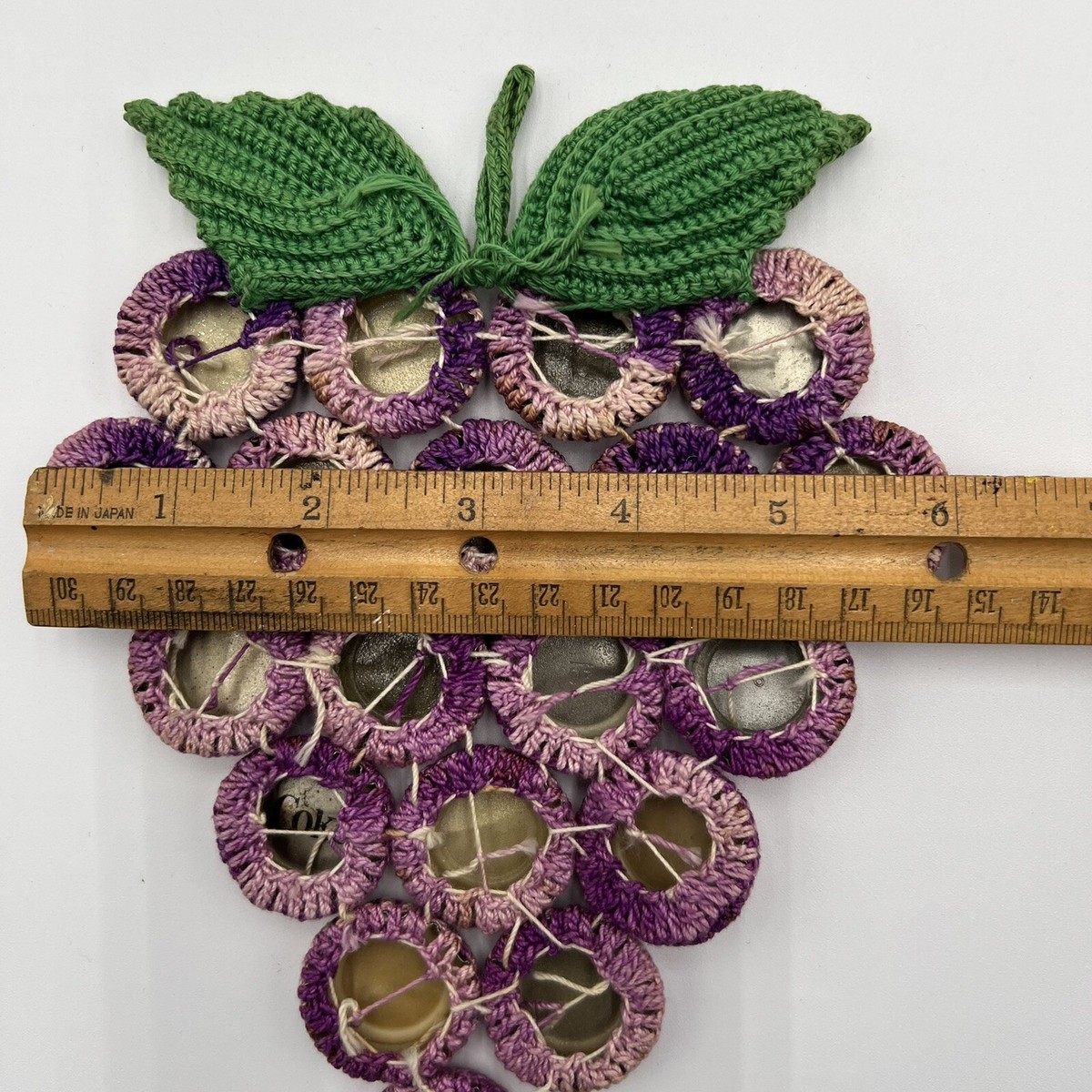 Vintage Purple Grape Cluster Hand Crocheted Bottle Cap Hot Pad
