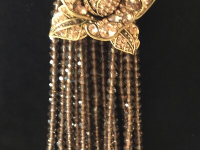 Collier Art Déco Signé Heidi Daus – Cristal Champagne Et Transparent, état Excellent !