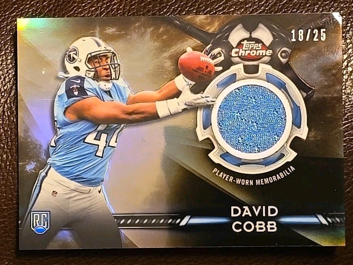 2015 Topps Chrome Rookie Relics Green Refractor /25 David Cobb #TCRR-DC 
