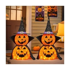 VINGLI 3FT Cute Collapsible Lighted Halloween Decorations Outdoor, Pop Up Hal...
