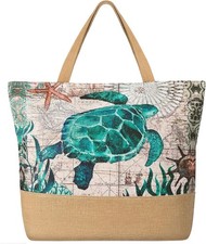 Trifabricy Beach Bag for Women, Large Beach Tote Bags with Zipper, Woven Straw T