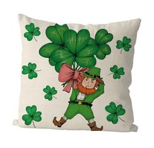 St Patricks Day Pillow Covers 18x18 Inch LeprechaunThrow Pillowcase Holiday