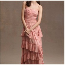 Anthropologie x BHLDN Jessa Asymmetrical Ruffled Drop-Waist Gown Dress