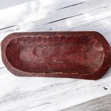 Primitive Style Hand Carved Wooden Dough Bowl Rustic Farmhouse Decor 23.5