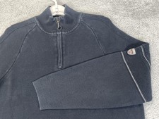 VTG Eddie Bauer Sweater Mens Large Faded 1/4 Zip Mock Neck Cotton Pullover Y2K