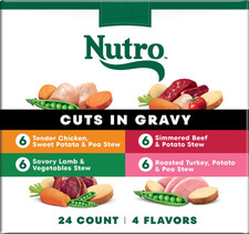 Nutro Natural Choice Cuts In Gravy 4 Flavors Wet Dog Food, 3.5 oz Tray, 24 Count