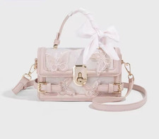 Pink Butterfly Embroidered Satchel Top Handle...