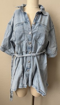We The Free People Women's Jenny Denim Tunic Belted Dress XS Western Mini