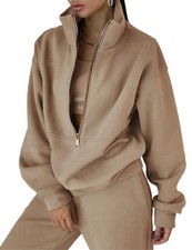 Womens Fleece 2 Piece Sweatsuit Lounge Set Long Sleeve Sweatshirt Jogger Pant...