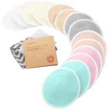 Organic Nursing Pads - 14 Washable Viscose Derived from Bamboo Pastels Size L