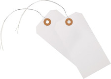 100 Pack Shipping Tags With Wire 4 3/4" x 2 3/8" White Reinforced Eyelet