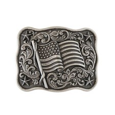 Nocona Rectangular Smooth Edge Buckle with USA Flag