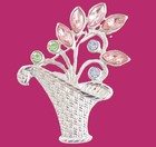 Minty!  VTG c1980's 1928 BRAND FLOWER BASKET VICTORIAN REVIVAL RHINESTONE BROOCH — photo 2