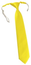 Kids Tie in Yellow Plain Plain Pre Tied with Elastic in White
