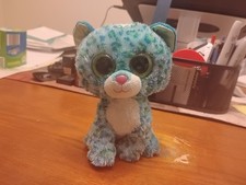 TY Beanie Boos Leona Leopard 6" Plush Stuffed Toy Blue Green Spots 2014