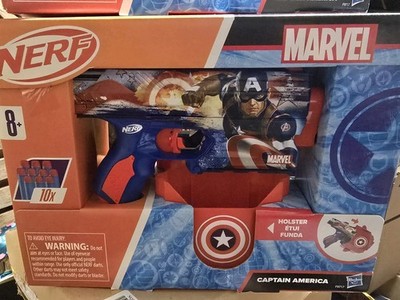 New Nerf Captain America Soft Tip Dart Gun Blaster Shooter Age 8+