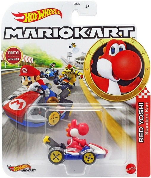 HOT Wheels - Mario Kart - Druckguss - Rot Yoshi Kinder Spielzeug-image