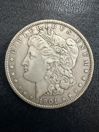 1901 Morgan Silver Dollar $1 Coin Circulated 0.9 Fine Silver