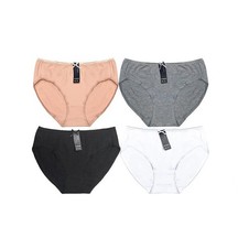 Women's Bow Accent Elastic Waist Panties Classic Cotton Blend Briefs 12 Pack