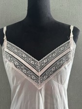Vtg 70s Heiress Pink Nylon Lace Full Slip Dress Coquette Cottagecore Slips Size