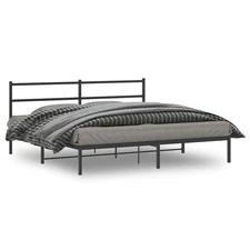Bed Frame Black Powder-Coated Steel Full Modern Bed Frame