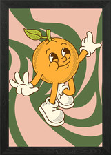 Quadro Stampa Tela Poster Wall Art Corniciato Personaggio Arancione Cartoni Animati Retro